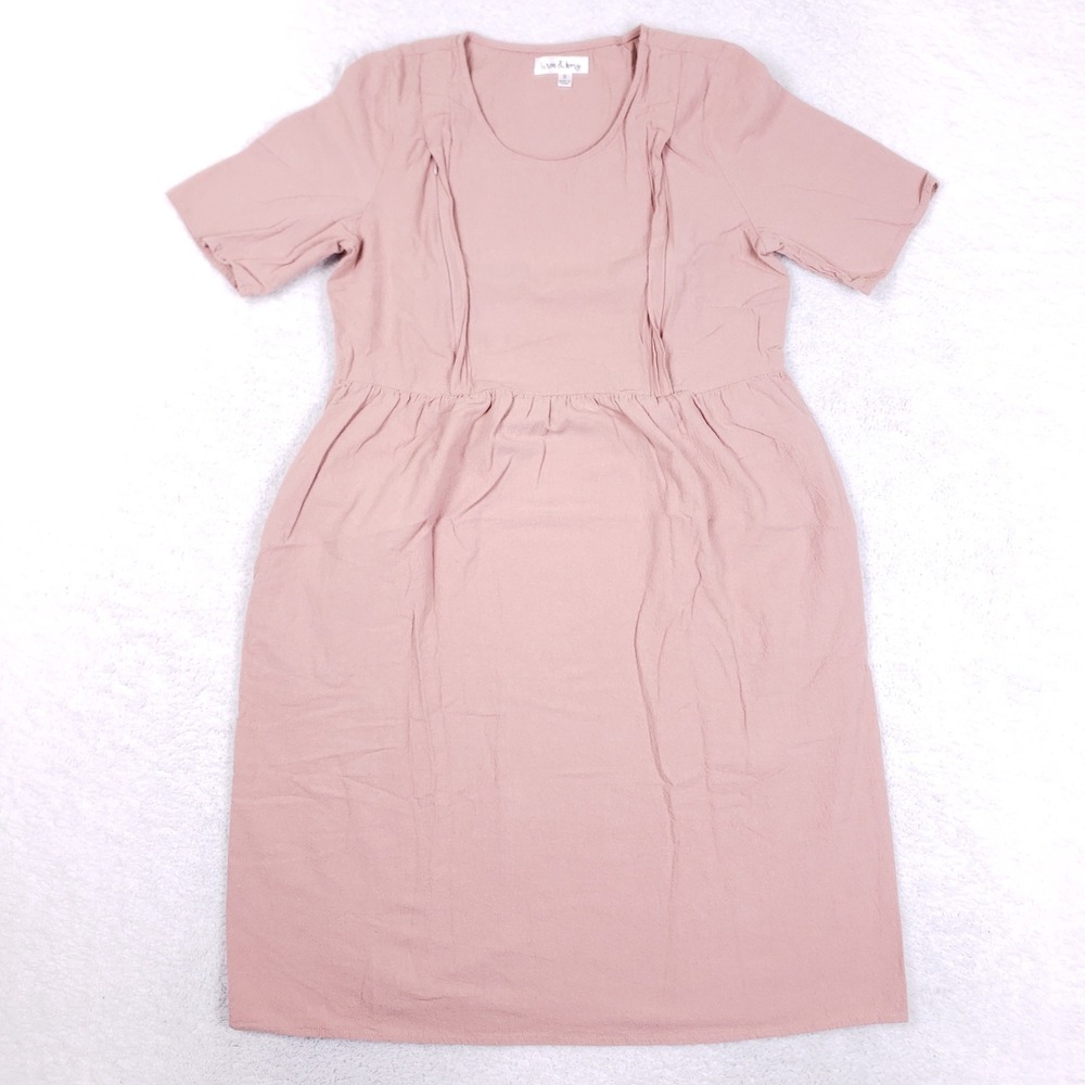 Wren & Ivory Mauve Pink Cotton Nursing Midi Dress Hidden Zippers Small Summer